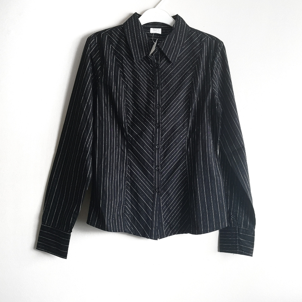 Suzy Shier Striped Button Up Shirt / Blouse